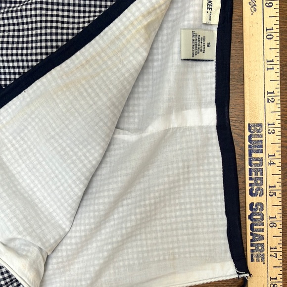 A-line fully lined blue/white check Sz 16, side tied & zipper skirt-perf summer! - Picture 4 of 4